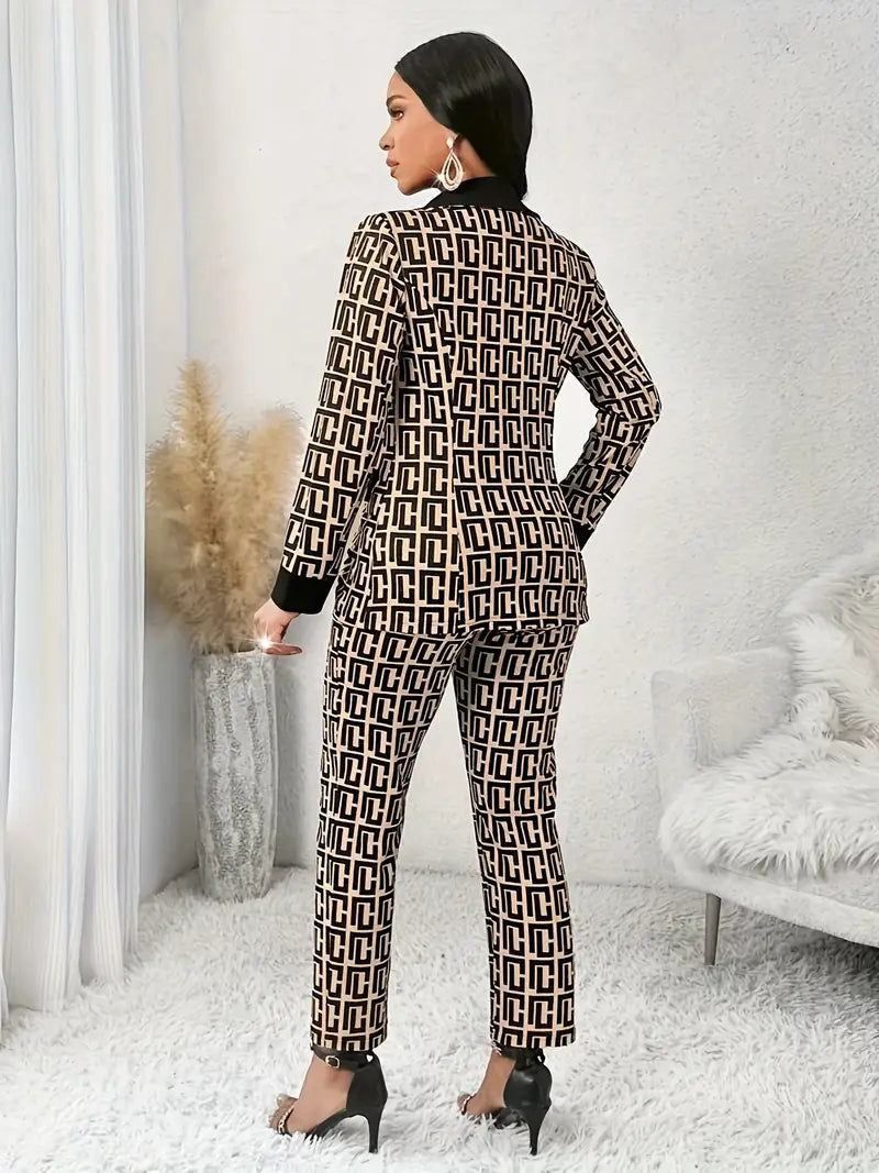 Elegant Geometric Pattern Suit Set – Spring/Fall Edition