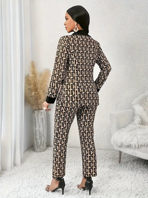 Elegant Geometric Pattern Suit Set – Spring/Fall Edition