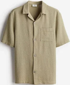 Beige checkered shirt with short sleeves 